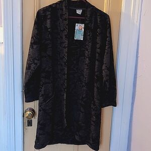 CMC long jacket (no buttons/zippers) Dark grey/floral/black. Jacquard. New